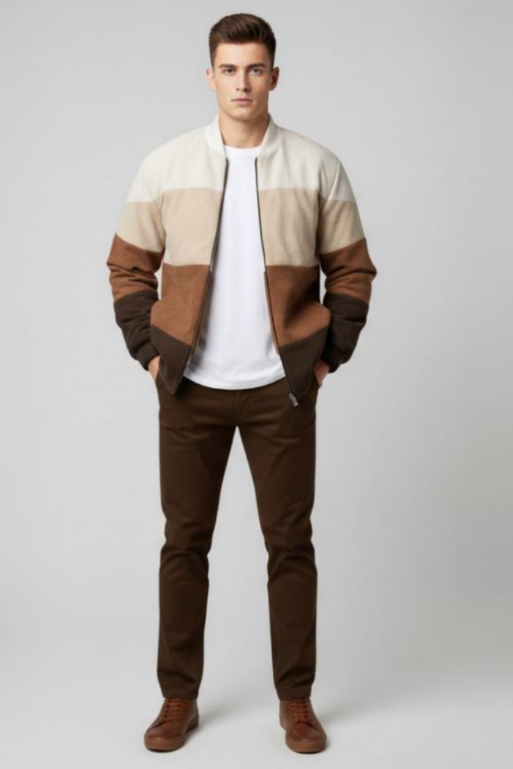 CORDUROY COLOUR BLOCK BOMBER JACKET