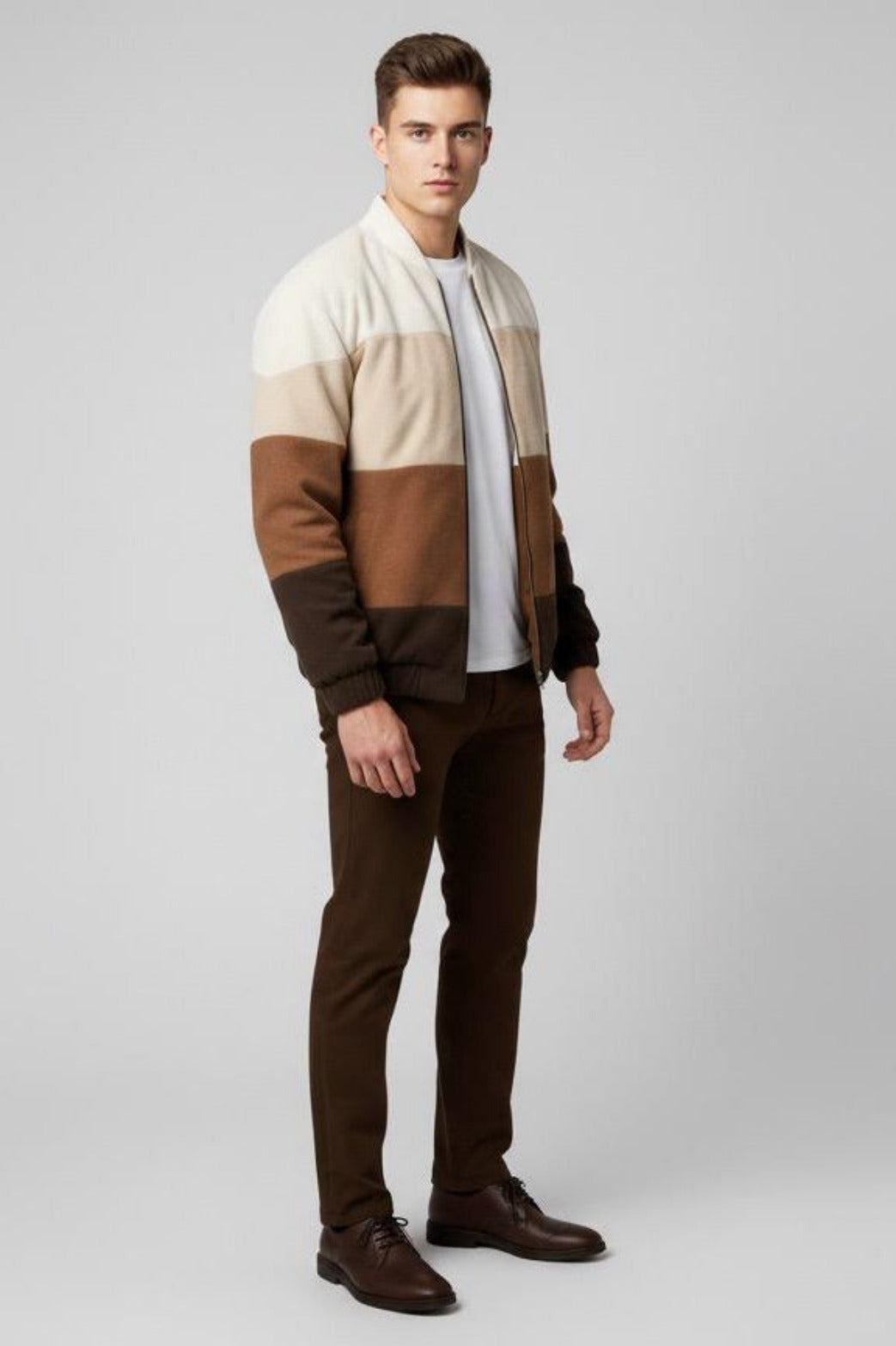 CORDUROY COLOUR BLOCK BOMBER JACKET