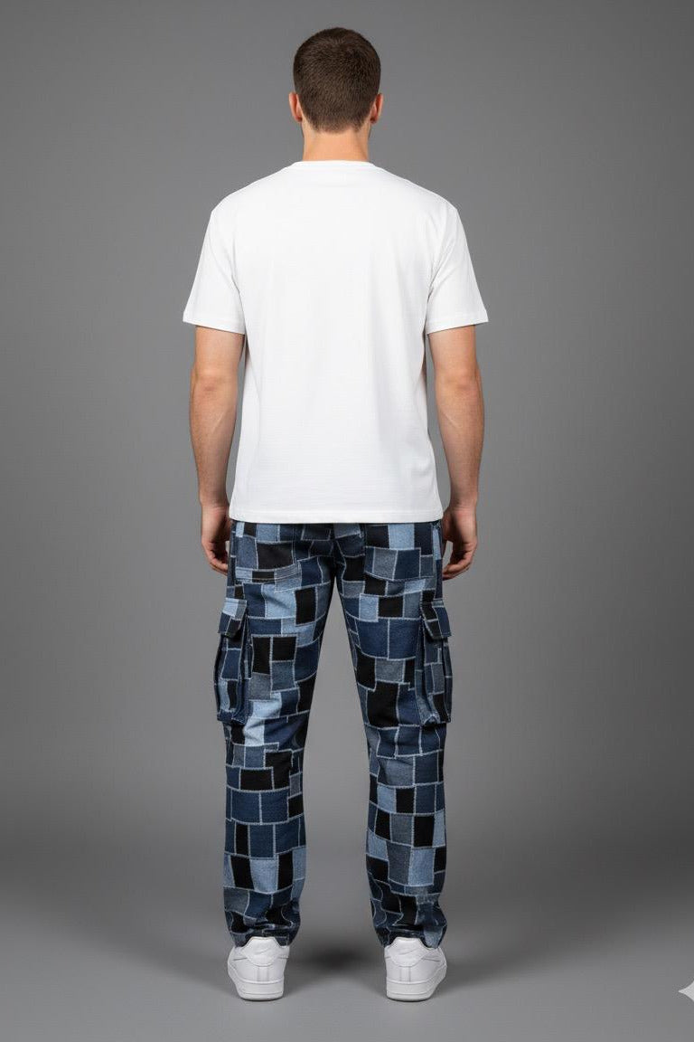 PATCHWORK DENIM CARGO PANTS