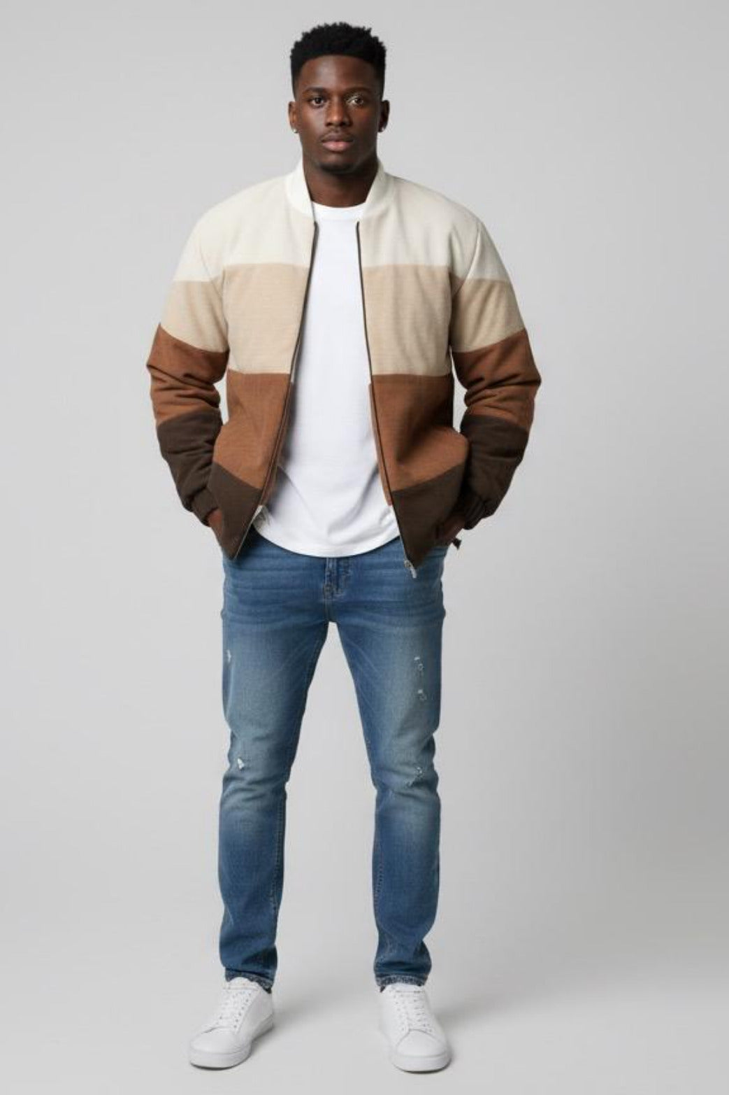 CORDUROY COLOUR BLOCK BOMBER JACKET